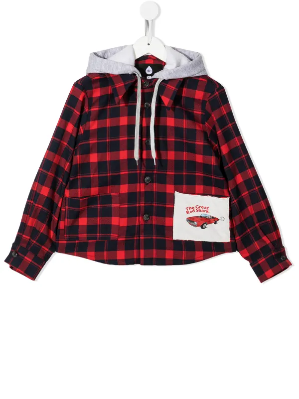 Natasha Zinko Kids hooded flannel shirt 
