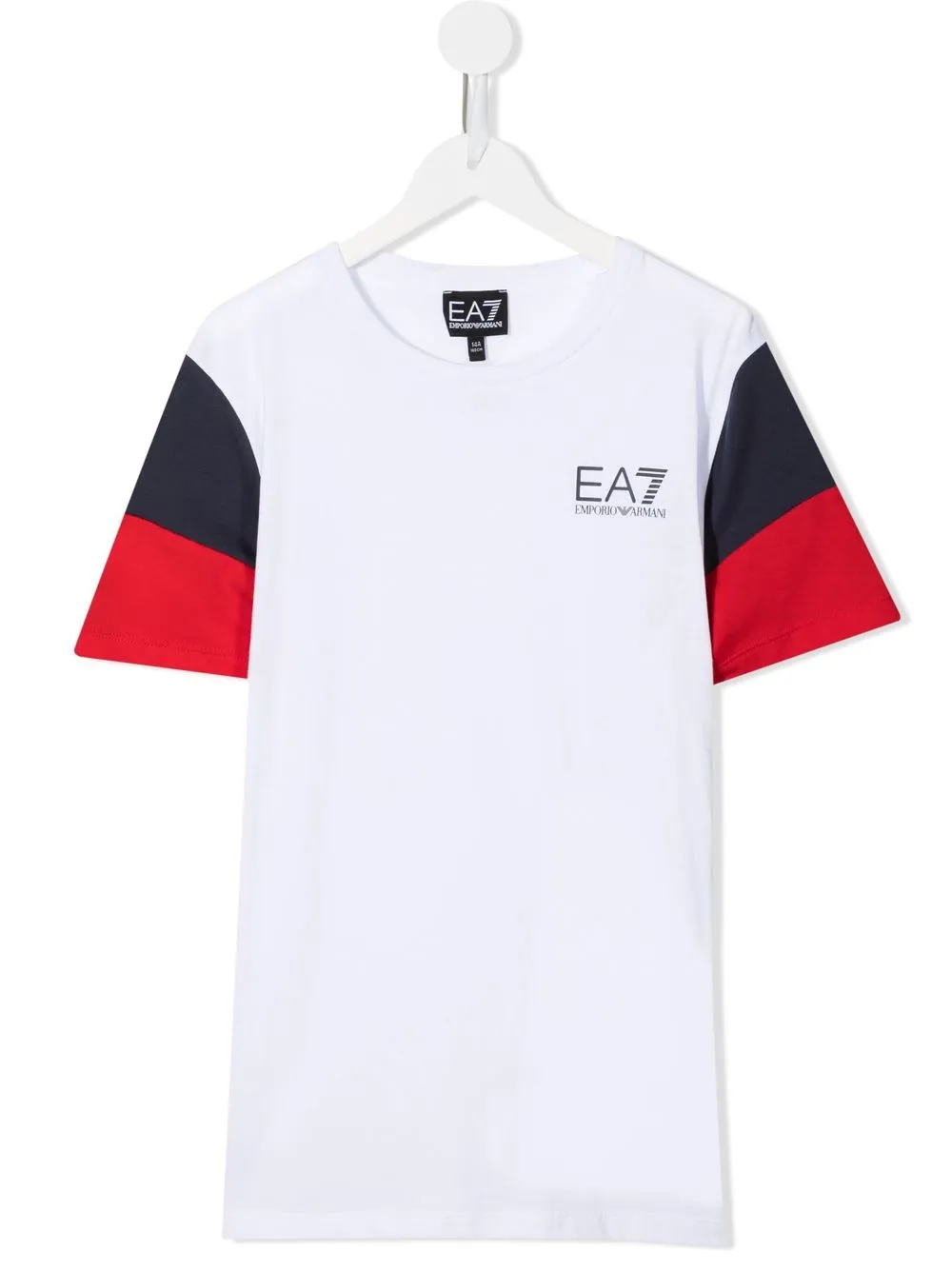 Ea7 Teen Colour-block Logo-print T-shirt In White