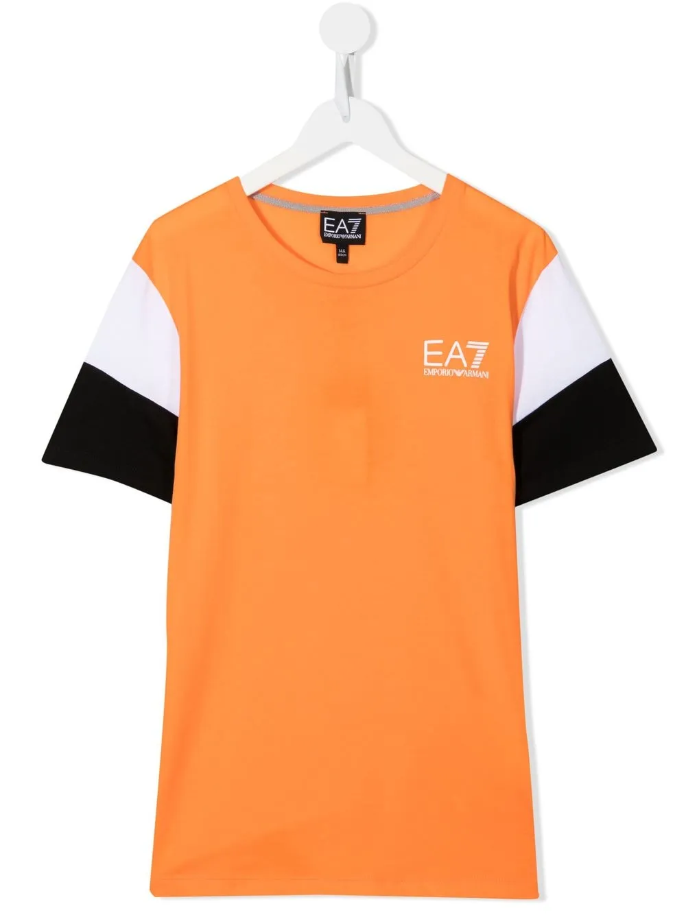 

Ea7 Emporio Armani TEEN colour-block logo-print T-shirt - Orange
