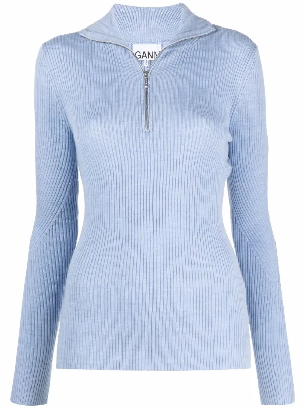 GANNI ribbed-knit long-sleeve Jumper 
