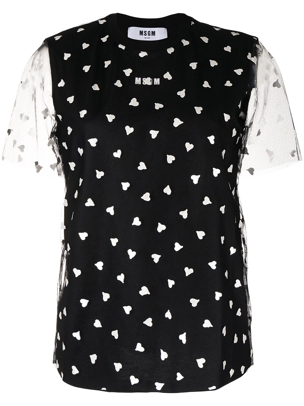 

MSGM top con corazones estampados - Negro