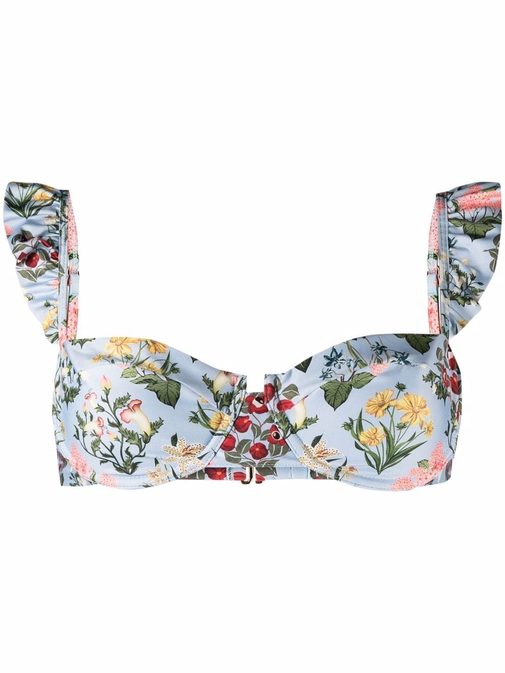 Shop Agua By Agua Bendita floral-print ruffle bikini top with Express ...