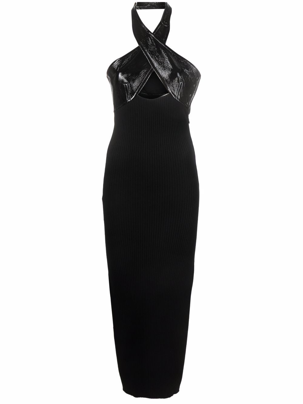 

Courrèges vestido midi con abertura - Negro