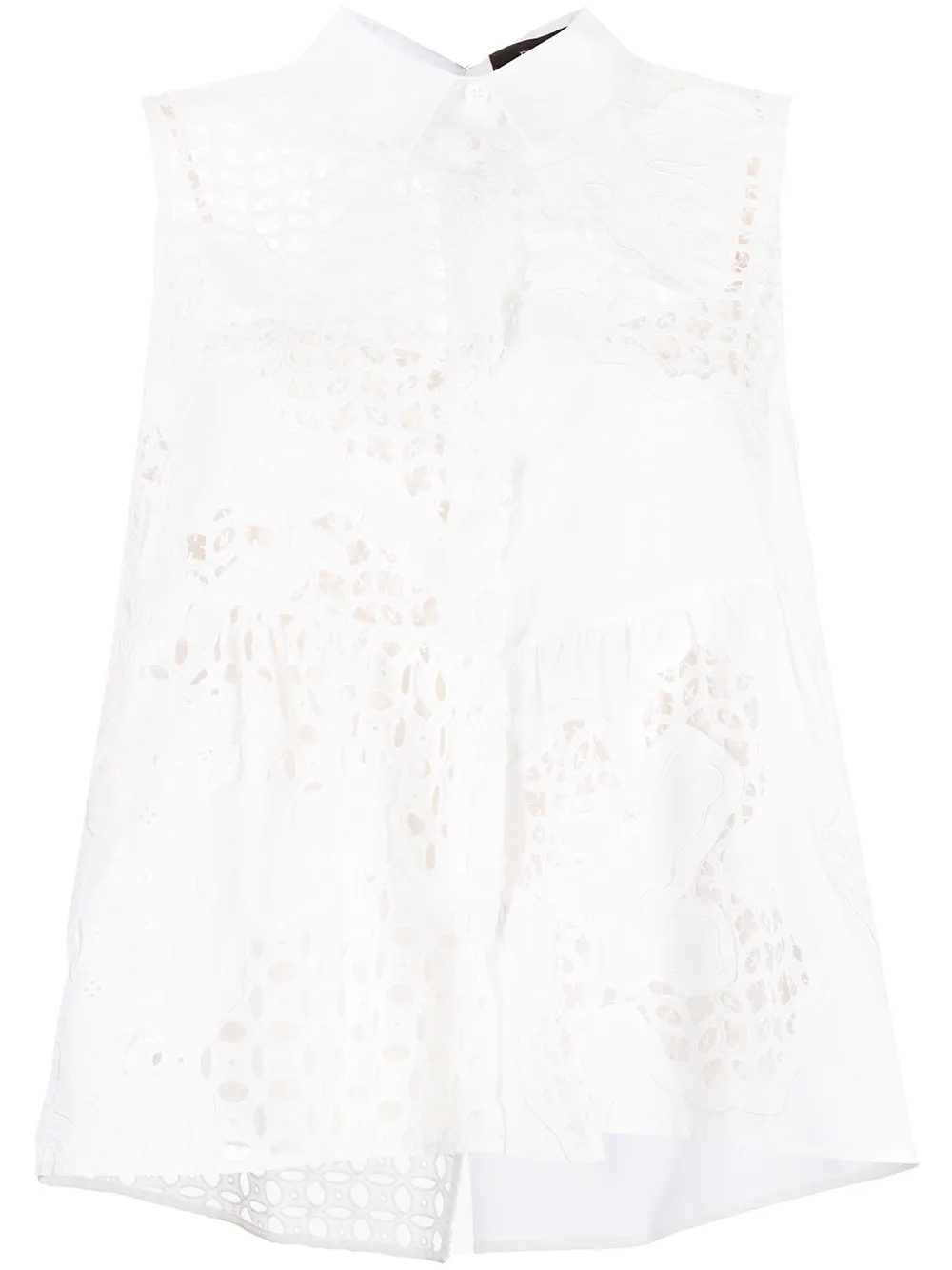 Biyan perforated bow-detail blouse