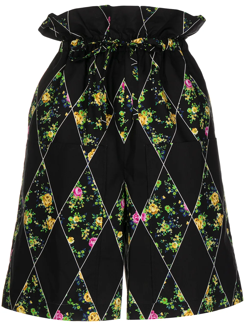 MSGM floral-print high-waisted shorts - Black