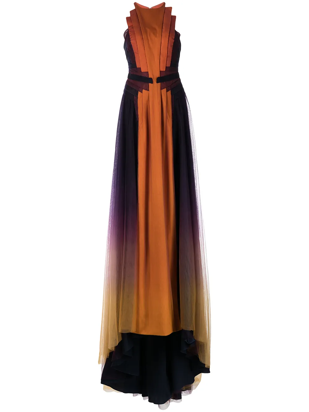 

HassIdriss panelled A-line crepe tulle gown - Orange