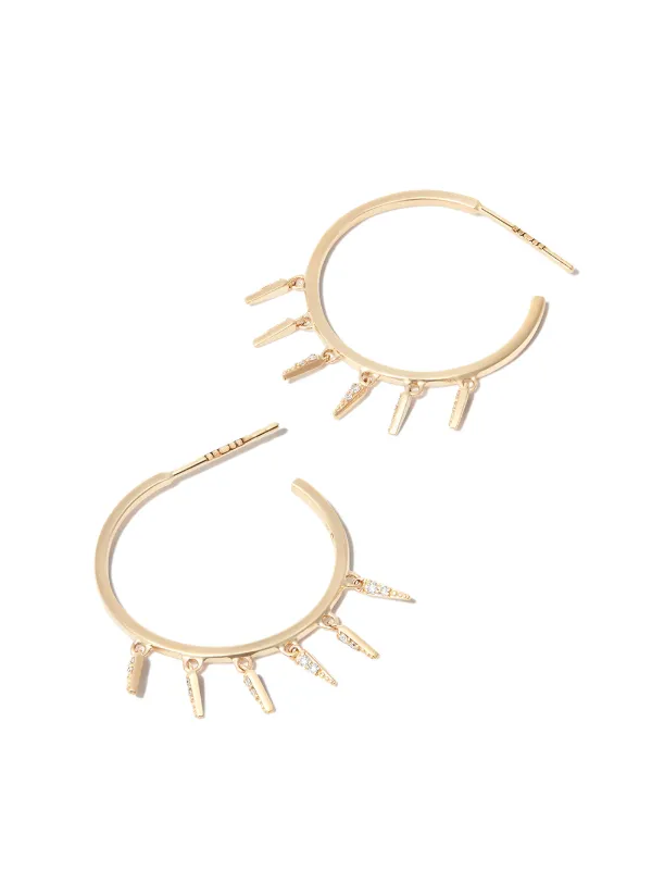 ペアピアス【SYDNEY EVAN】ゴールド＆ダイヤモンド 6mm フープ Shop Sydney Evan 14k Gold & Diamond Fringe Huggie Hoops