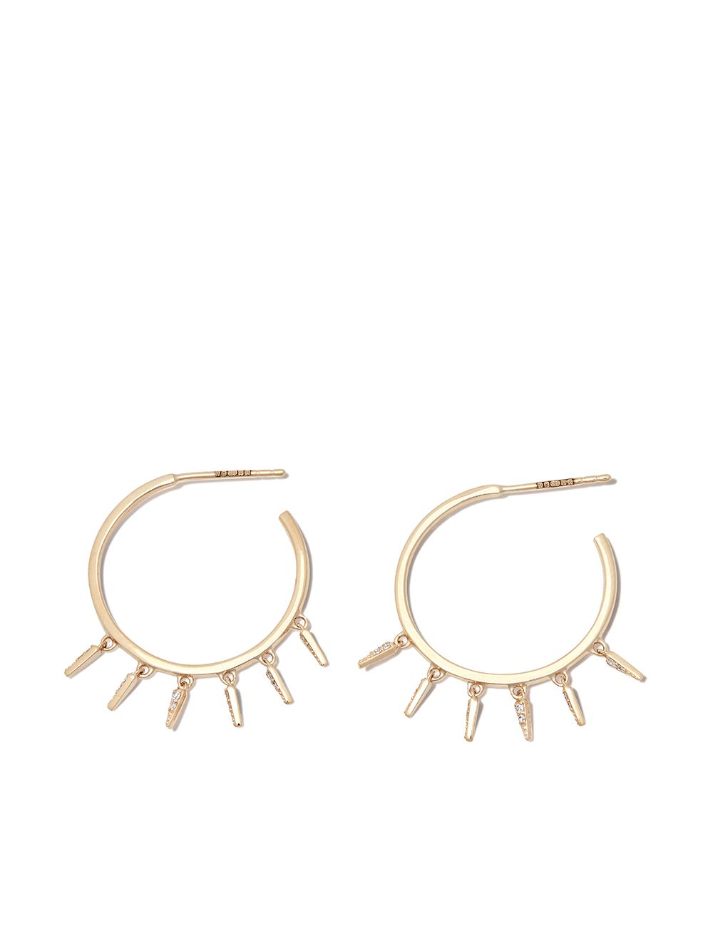 SYDNEY EVAN 14KT YELLOW GOLD FRINGE DIAMOND HOOP EARRINGS 