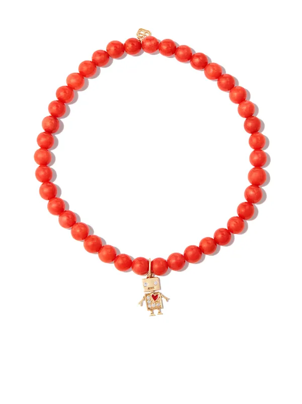 Sydney Evan 14kt Yellow Gold Robot Coral and Diamond Bracelet