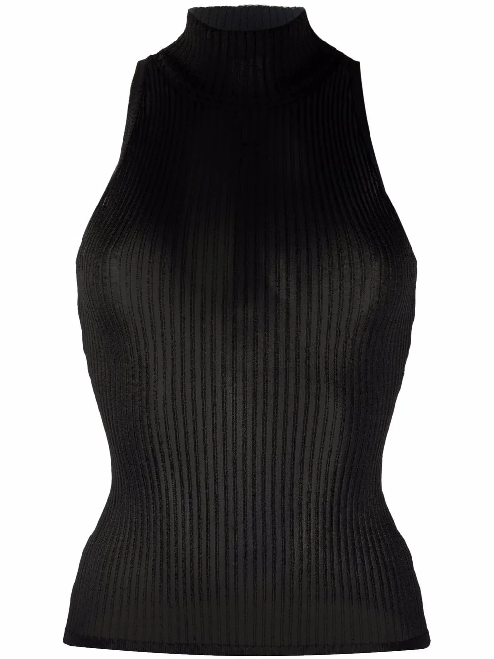 

Courrèges top sin mangas con cuello vuelto - Negro