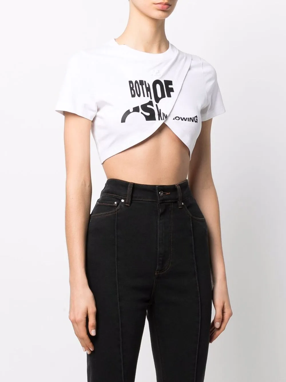 Courrèges Both Of Us-print Cropped T-shirt - Farfetch