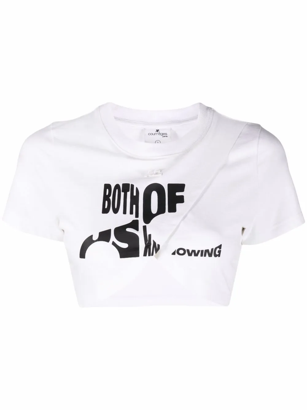 Courrèges Both Of Us-print Cropped T-shirt In White | ModeSens