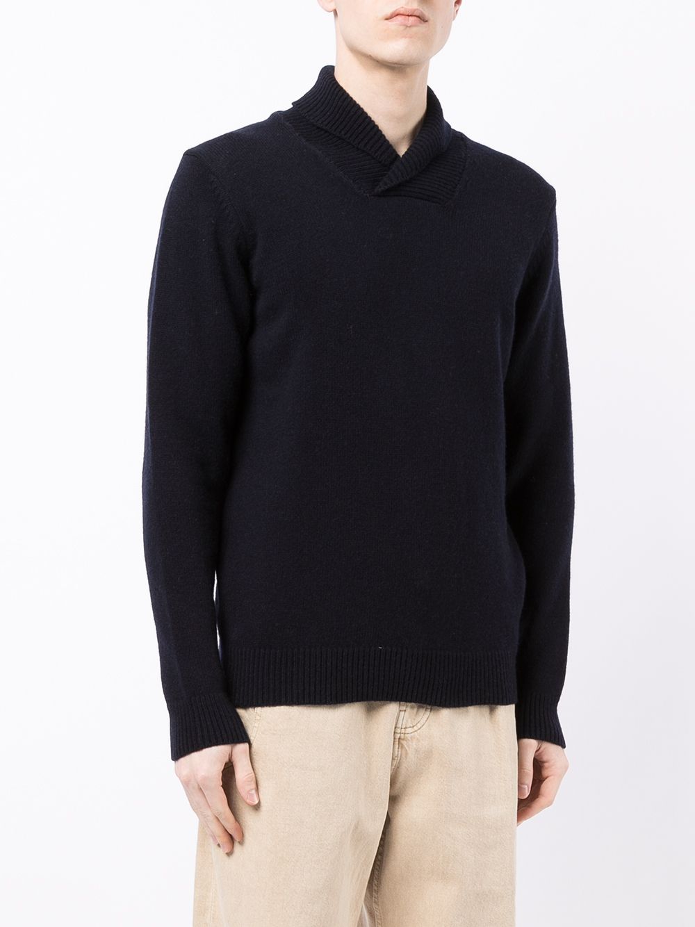 фото Sunspel knitted shawl-collar jumper