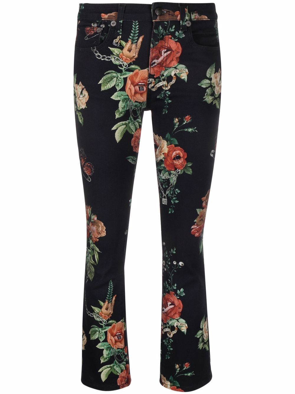 R13 floral-print Cropped slim-fit Jeans - Farfetch