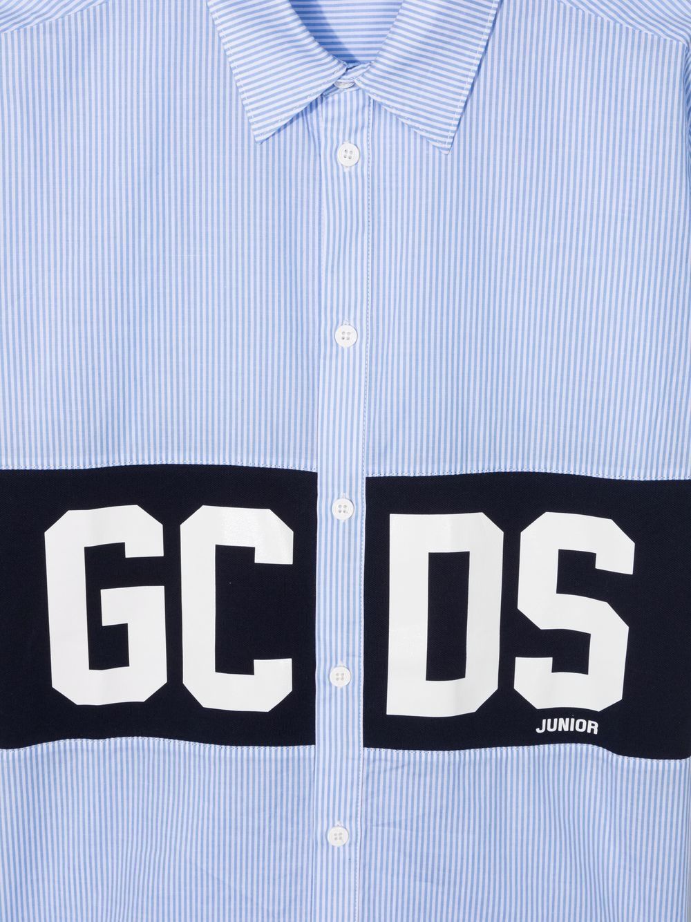 фото Gcds kids teen striped logo-patch shirt