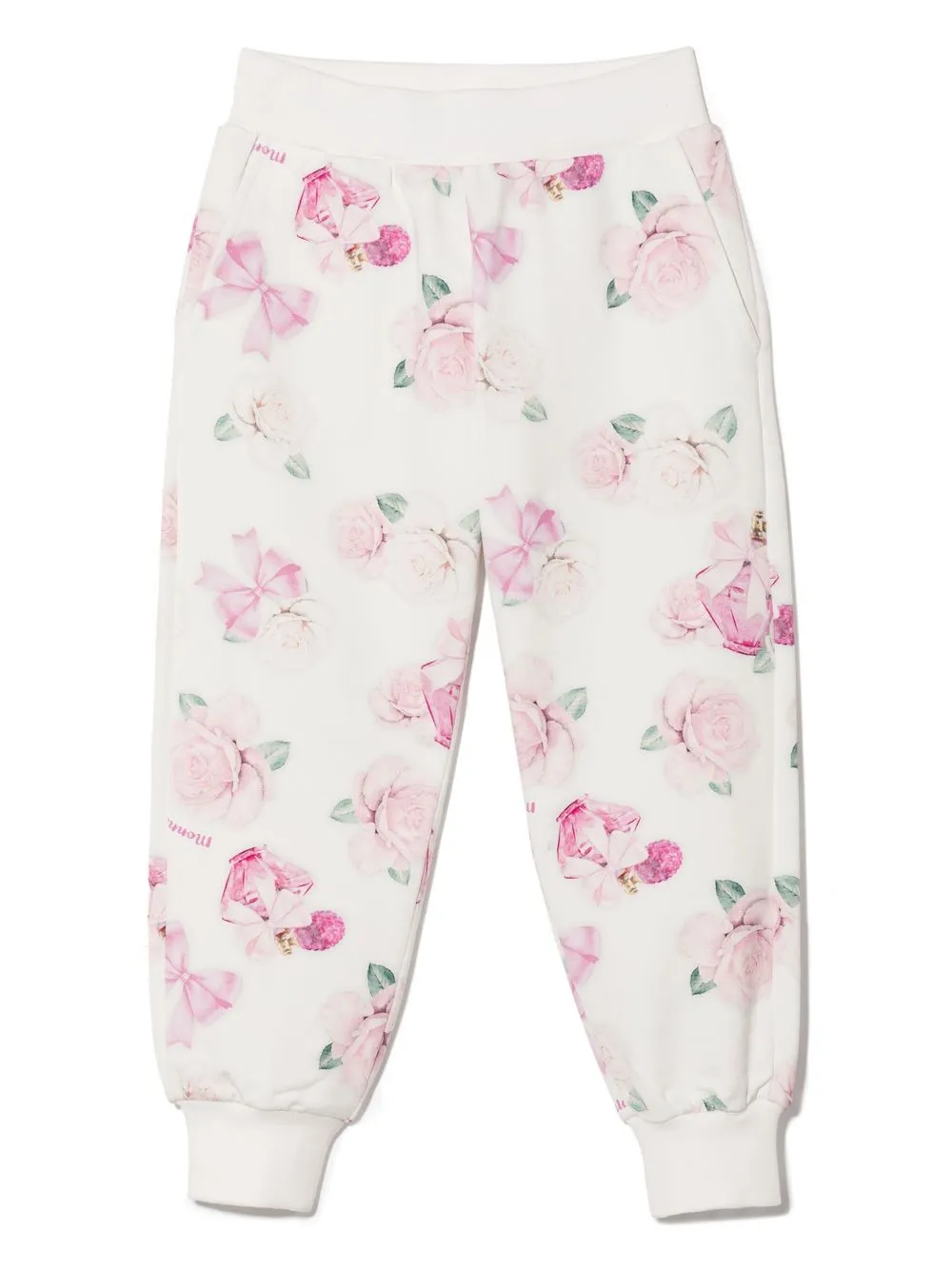 

Monnalisa floral-print cotton track pants - White