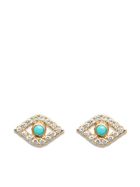 Sydney Evan aretes Evil Eye en oro amarillo de 14kt con aplique