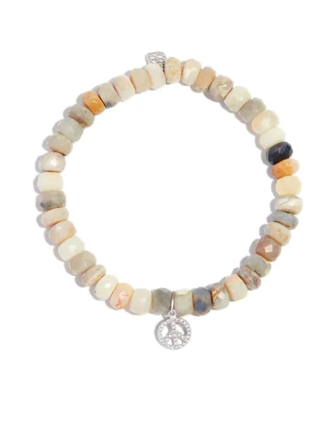 Sydney Evan pulsera en oro blanco de 14kt con diamantes y dije de ópalo