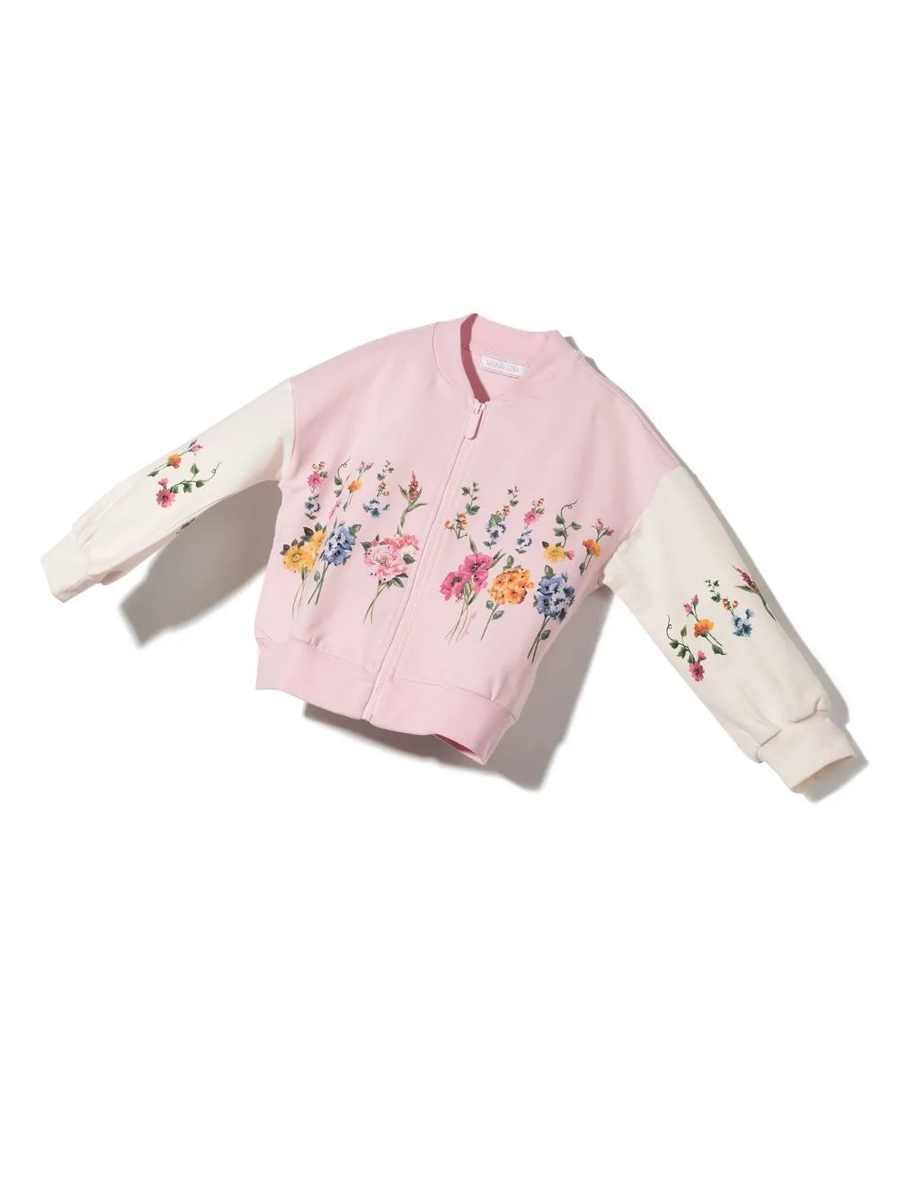 Monnalisa Bomberjack met bloemenprint - Roze