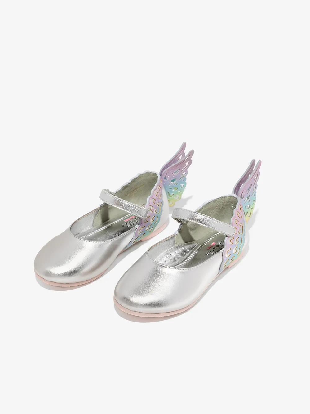 Sophia Webster Mini Babies' Evangeline Wing-detail Ballerinas In Gray