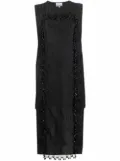 GANNI organza-fringe jacquard sleeveless top - Black