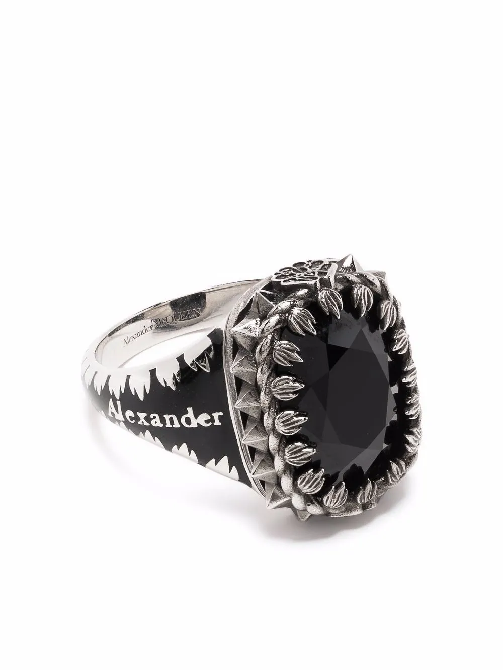 

Alexander McQueen anillo grabado - Negro