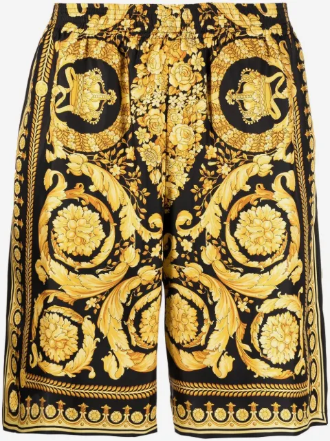 Versace شورت تويل حرير بطبعة