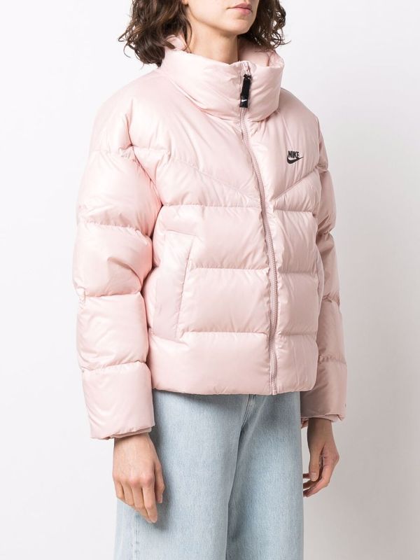 nike logo parka jacket in pink