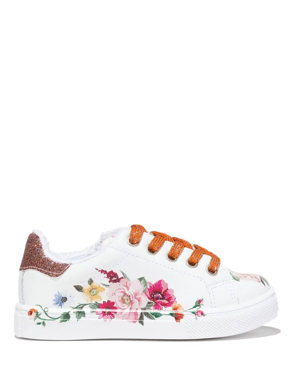 

Monnalisa floral-print lace-up sneakers - White