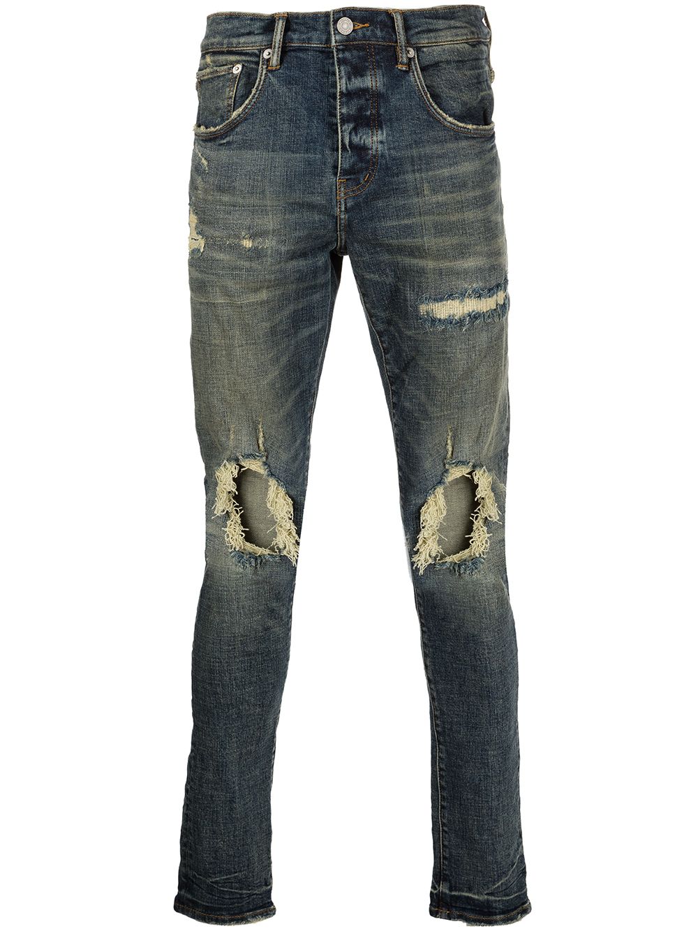 фото Purple brand узкие джинсы p002 с прорезями