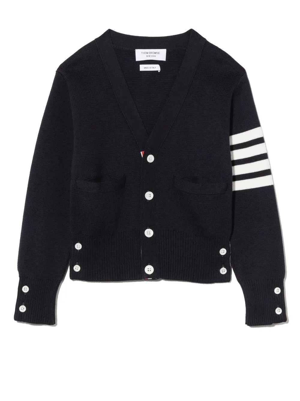 

Thom Browne Kids 4-Bar V-neck knitted cardigan - Black
