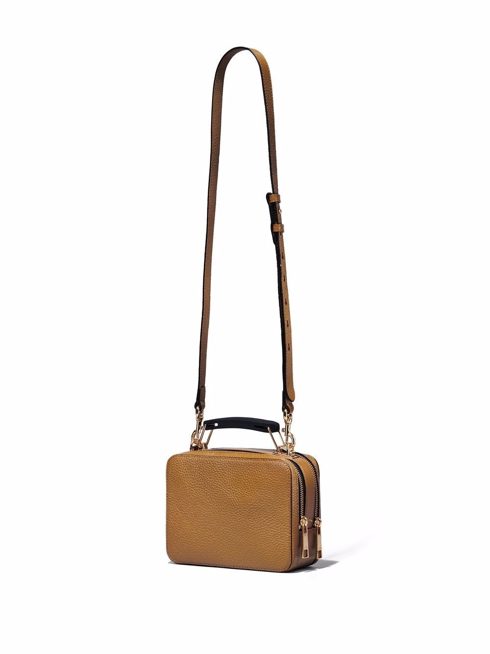 Marc Jacobs The Box Golden Brown Textured Leather Logo Top Handle Crossbody  Bag