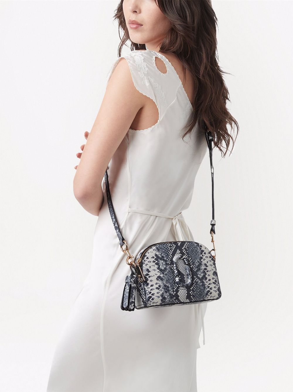 AUTH NWT $375 Marc Jacobs The Shutter SnakeSkin Embossed Leather Crossbody  Bag