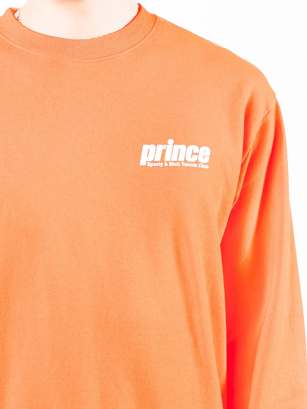 NEW $155 Sporty & high quality Rich x Prince Sporty Logo Sweatshirt Pullover Crewneck Orange