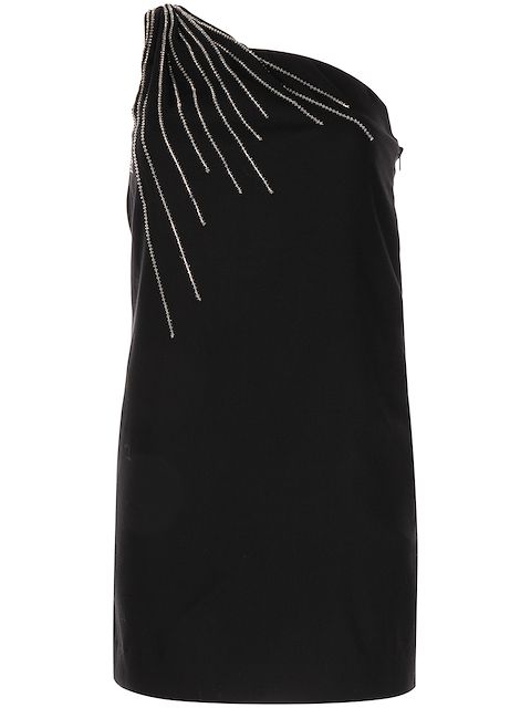 Yves Saint Laurent Pre-Owned 2010s bead-embellished asymmetric wool dress