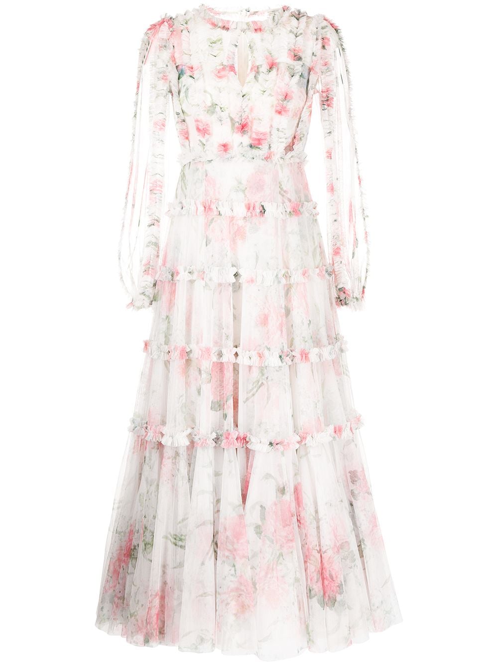 фото Needle & thread платье из тюля с цветочным принтом