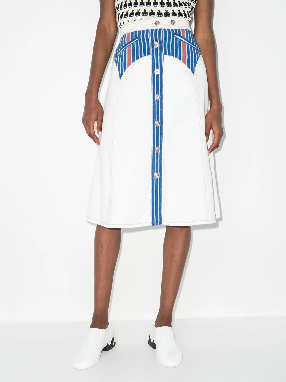 Wales Bonner Denim rok - Wit