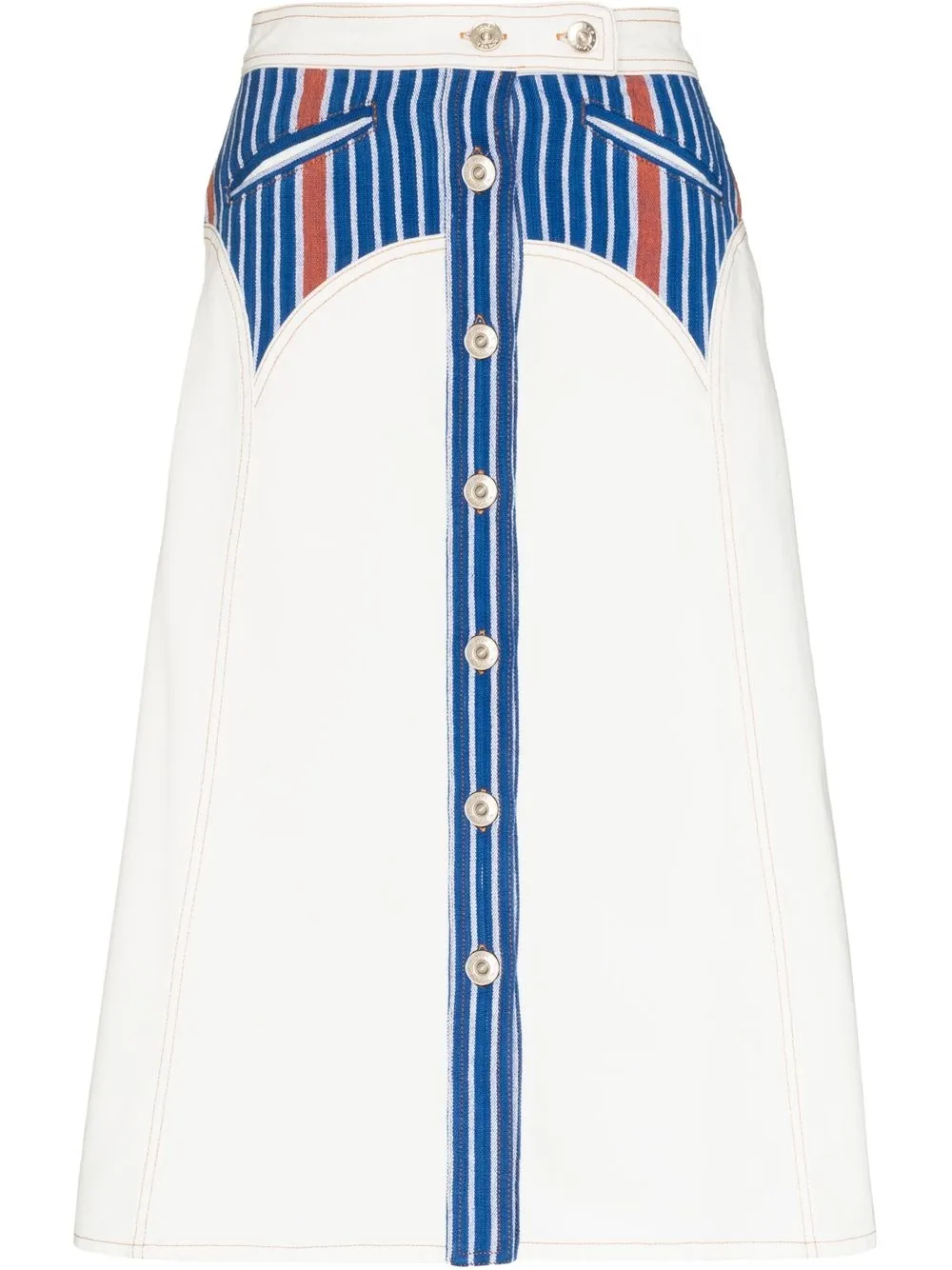 

Wales Bonner falda midi de mezclilla Cotonou - Blanco