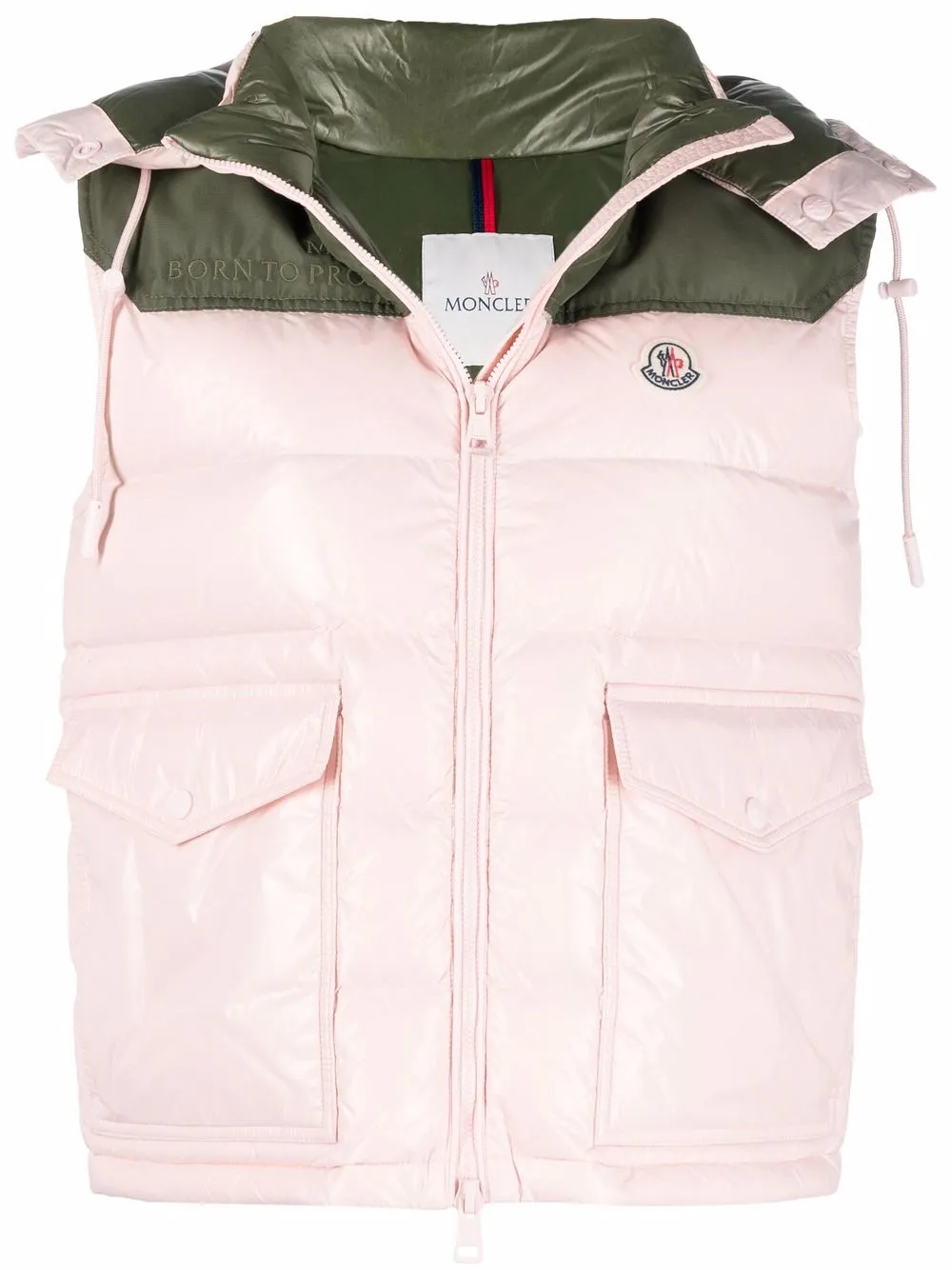 

Moncler colour-block logo-trim sleeveless gilet - Pink