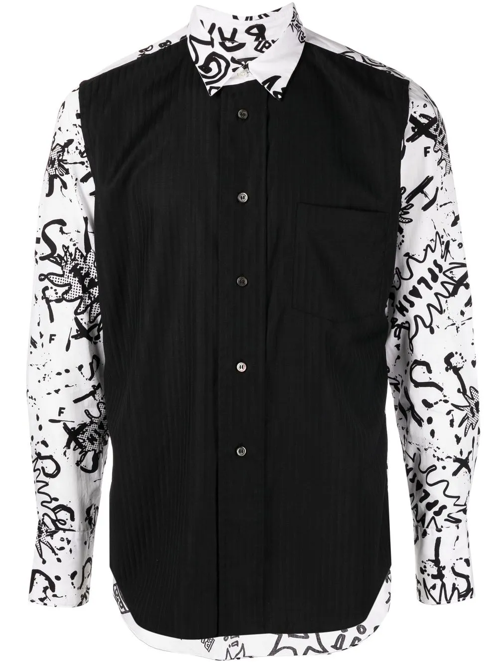 Black Comme Des Garçons camisa con estampado de bocadillo - Negro