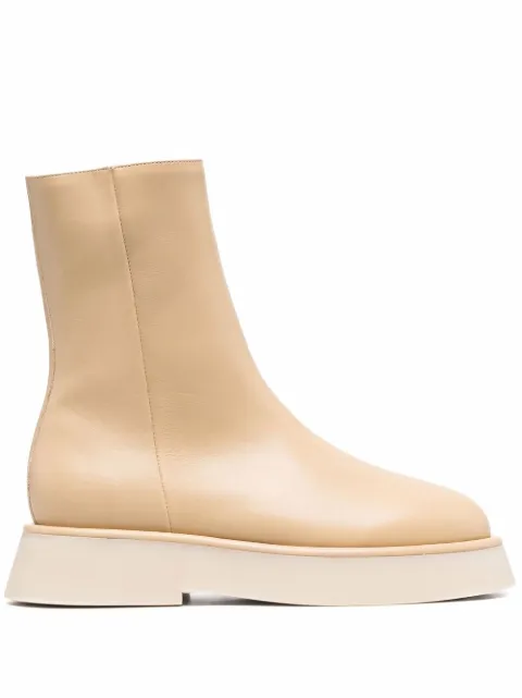 chunky sole leather boots