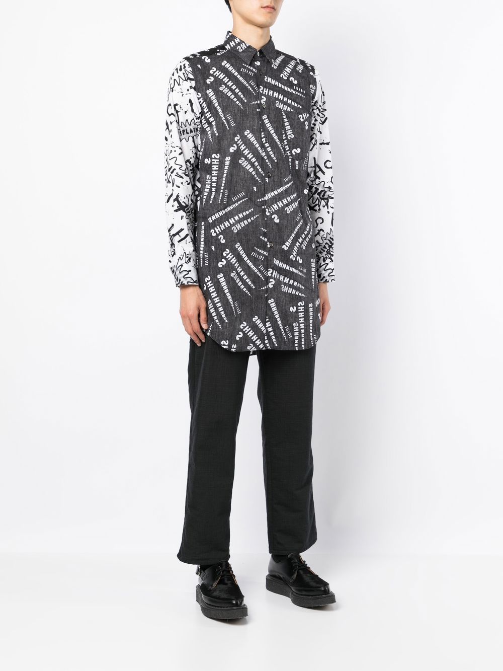 Black Comme Des Garcons Shhh-print shirt Men