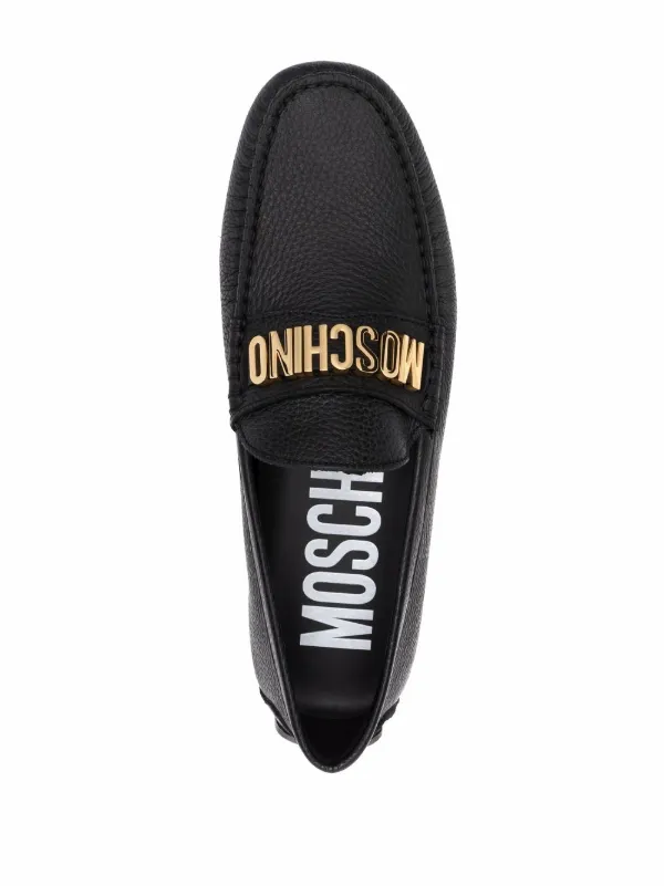 Moschino logo lettering penny loafers 