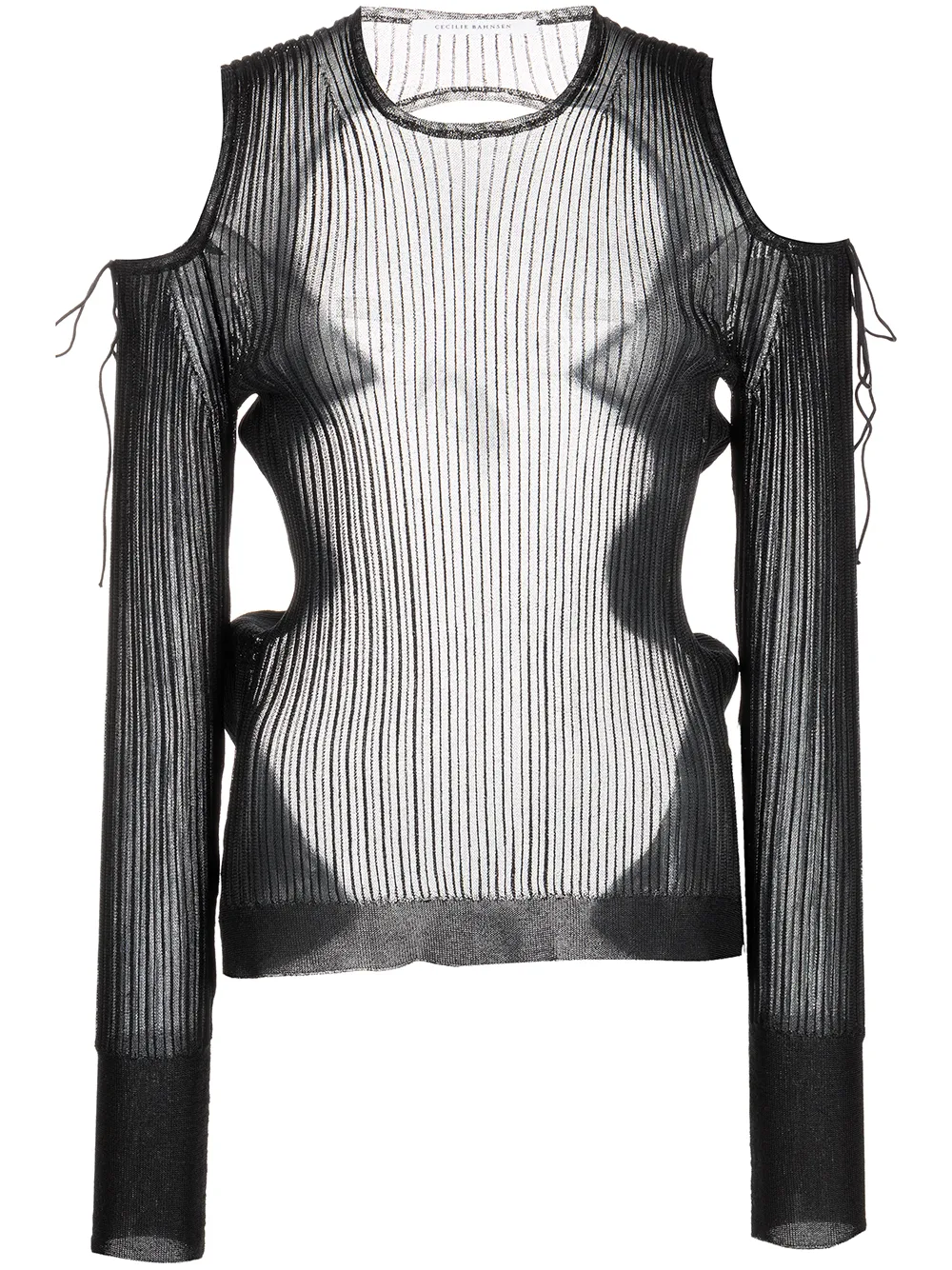 

Cecilie Bahnsen open back sheer knitted top - Black