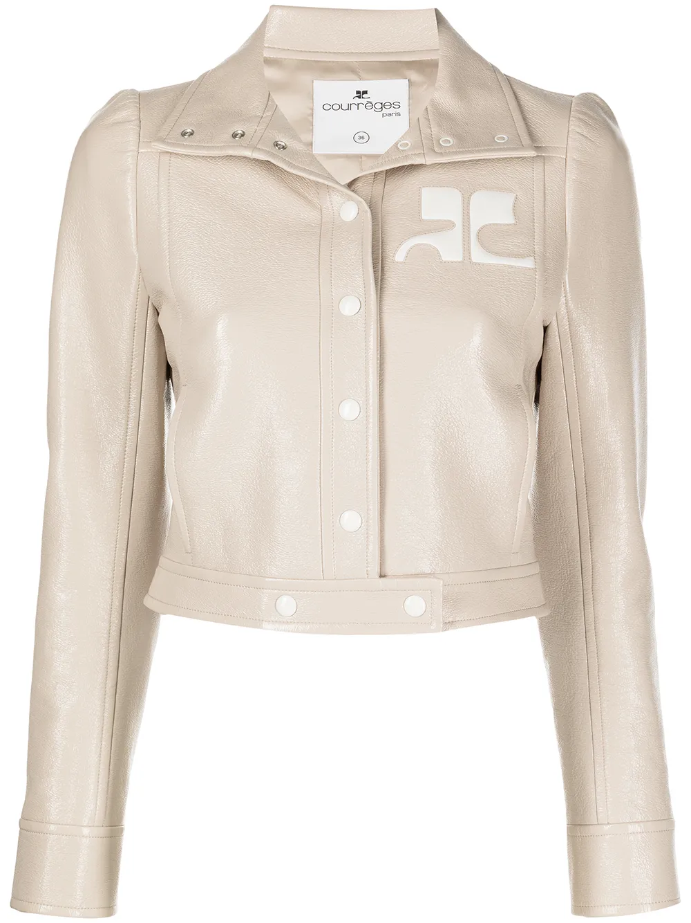 Courrèges logo-embossed cropped vinyl jacket | Neutrals | Image 1