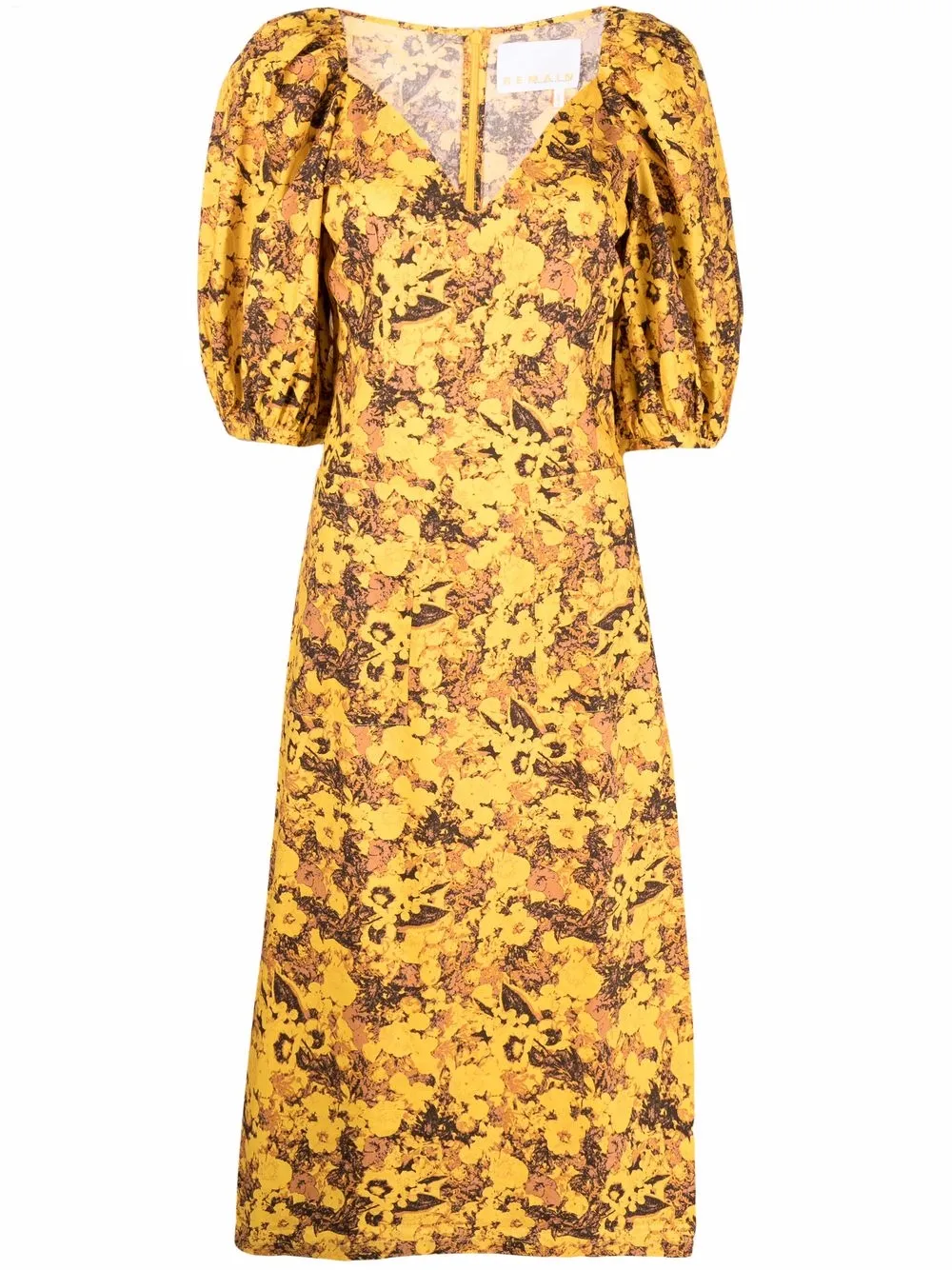 REMAIN Midi-jurk met print Geel