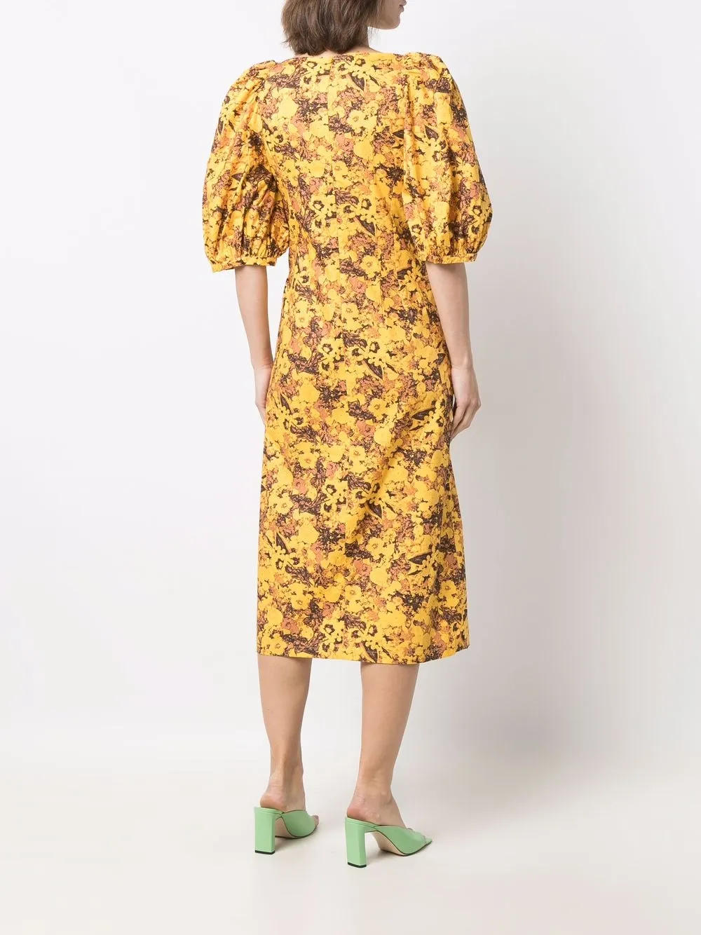 REMAIN Midi-jurk met print Geel