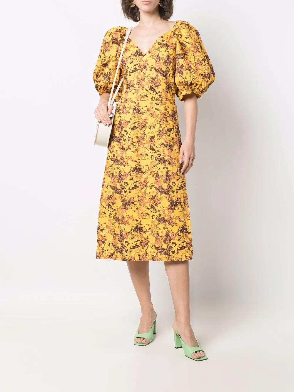 REMAIN Midi-jurk met print - Geel