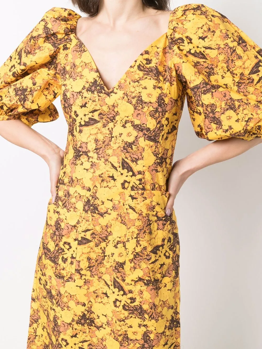 REMAIN Midi-jurk met print Geel