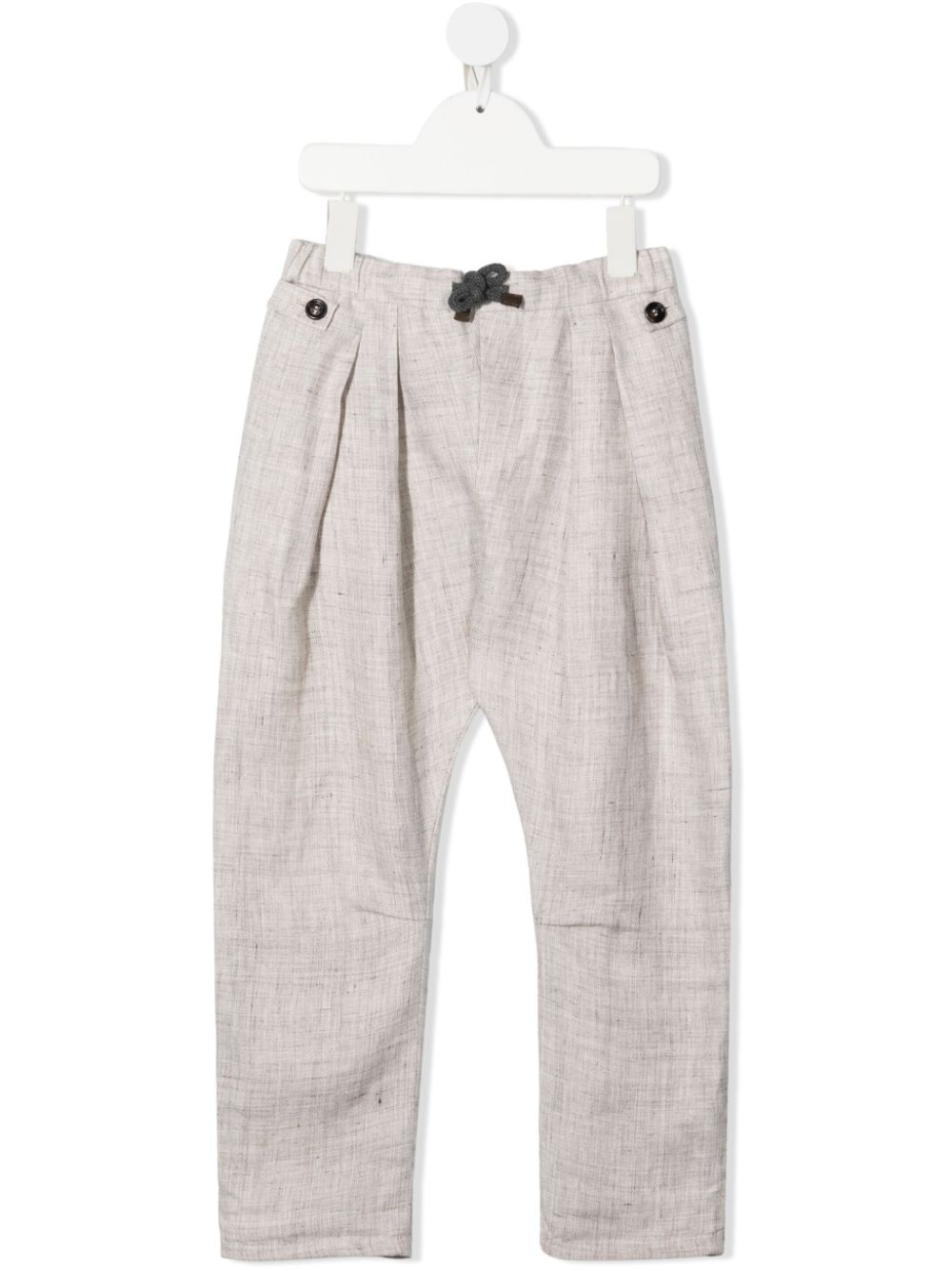 фото Brunello cucinelli kids teen drawstring linen trousers